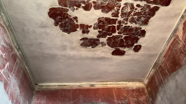 Preserved Room and Painted Walls in a Roman Villa of Herculaneum