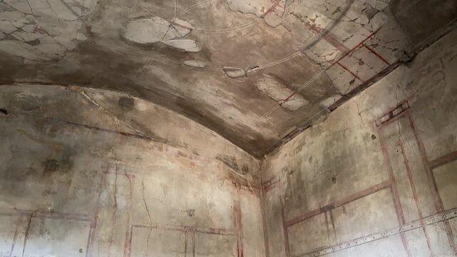 Preserved Room and Painted Walls With Dome Ceeling in a Roman Villa of Herculaneum