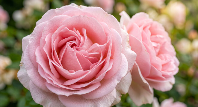 Zoom image of Pink huge airy rose, macro-festive background for wedding invitation, for design. Pink floral background