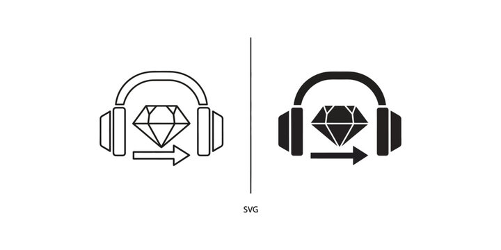 Transition from a basic to a premium headphone design with a gem icon and arrow.