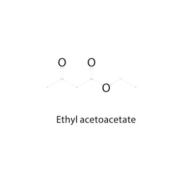 Ethyl acetoacetate skeletal structure. keto ester compound schematic illustration. Simple diagram, chemical formula.