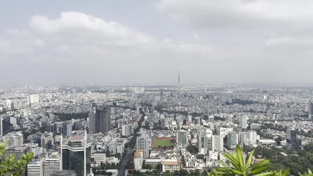 HCMC skyline and streets from IFC rooftop.