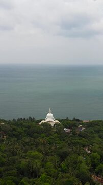 Buddhist temple near Unawatuna in Sri Lanka. Japanese Peace Pagoda