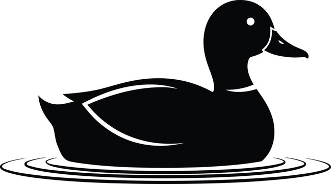 Black duck silhouette isolated on transparent background a minimalist waterfowl illustration