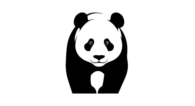 Black and white of a panda bear with a surprised expression shocked