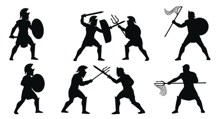 Naklejka premium Ancient Warriors with Various Weapons.