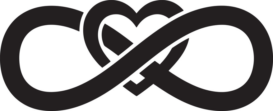 Infinity loop symbol with integrated heart shape for romantic love and eternity concepts