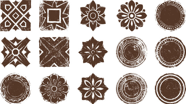Vintage grunge stamp collection decorative elements for distressed textures designs