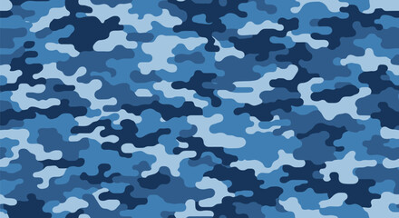 Blue Camouflage Pattern Background Texture. © laila