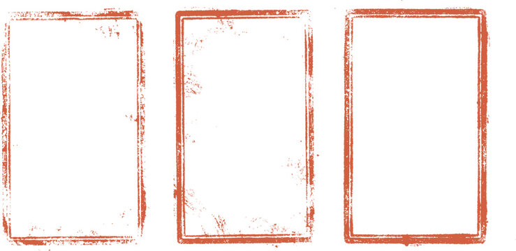 Grunge stamp textures three distressed rectangular frames for design elements