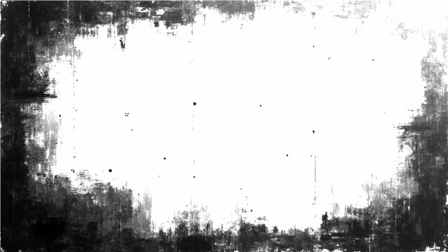 Abstract Vector Grunge style frame border with dark stains and vignette effect with empty blank space in center.