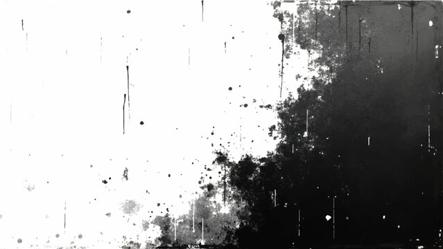 Abstract Vector black ink splash texture on white background with inkblot and paint spot creating textured pattern for creative design.