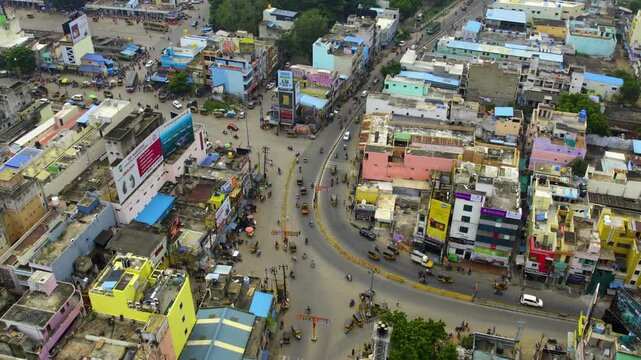 Vellore city drone aerial broll in Tamil Nadu India