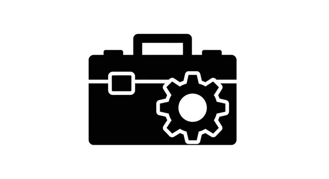 Black briefcase with gear symbol.