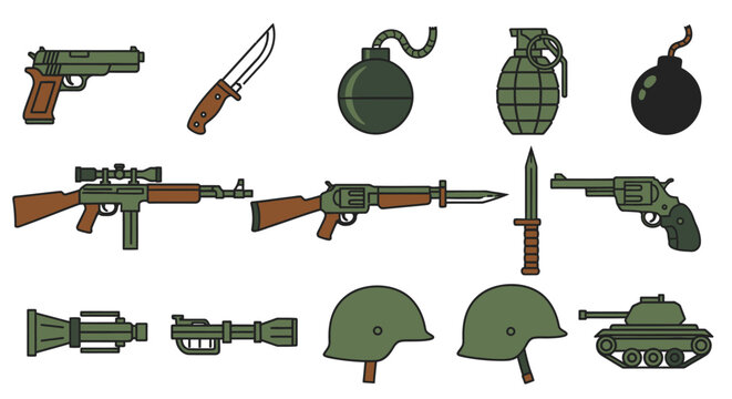 Military weapons and gear collection.