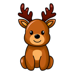 Fototapeta premium Adorable reindeer cartoon illustration, perfect for Christmas holiday and winter themed designs