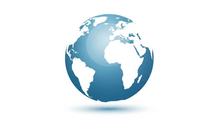 Obraz premium Modern globe icon with smooth shadow and white world map continents clean vector illustration isolated on white background