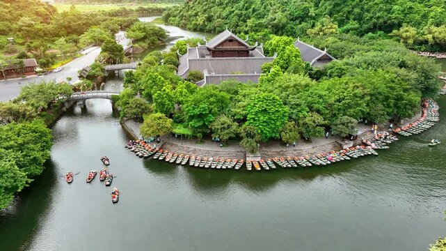 Aerial view of Trang An at Ninh Binh, Vietnam.
