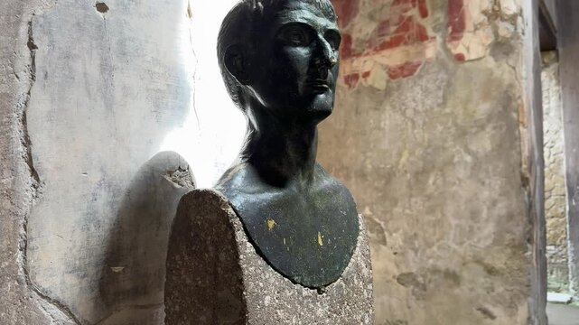 Ancient Roman Bronze Statue Inside a Residential Villa in Herculaneum