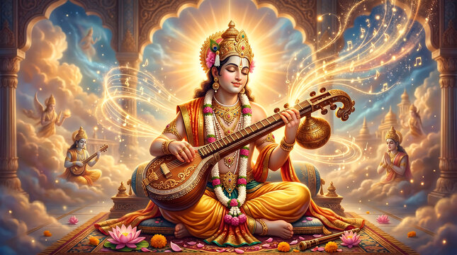 Happy Narada Jayanti - Divine Resonance Narada Muni's Golden Serenade
