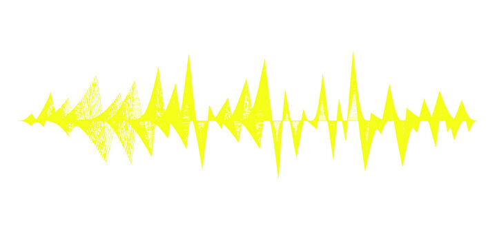 Nature-inspired digital soundwave vector illustration featuring green wheat ears and grass isolated on white with a blue technology pulse and audio frequency equalizer waveform design