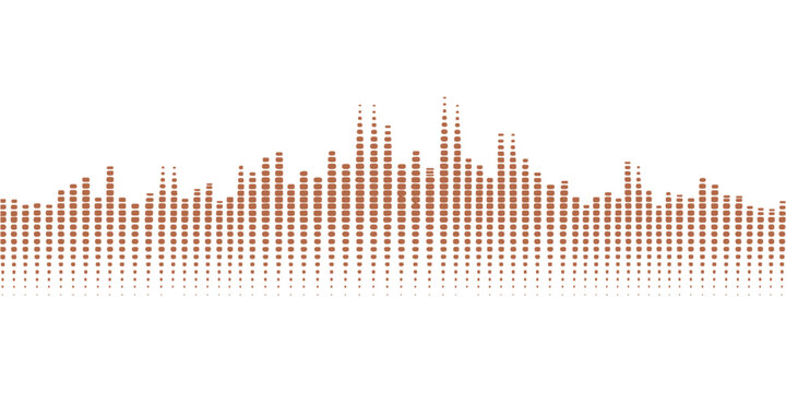 A digital blue audio waveform pulses across a technology backdrop as a vector illustration of electronic music frequency lines and sound wave equalizer graphs
