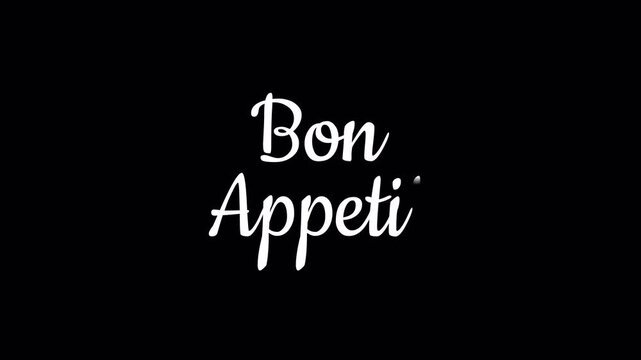 bon appetit handwritten text calligraphy animation alpha channel video footage

