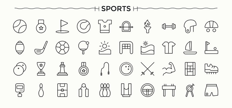 Sports icon set. Competition line icons with editable stroke. Perfect for logos and infographic. Athletics icon. Editable vector.