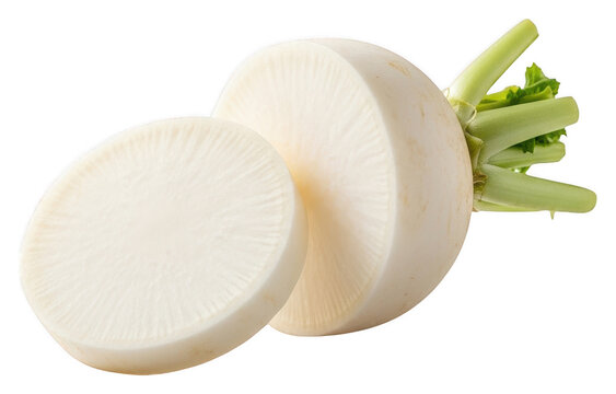 White Daikon png Fresh Radish cutout Healthy Mooli png Organic Vegetable cutout Raw Root png Crisp Daikon png Whole Radish cutout Sliced Vegetable png Asian isolated transparent background image