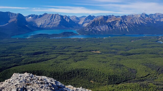 Kananaskis Lake at the summit of Mount Roberta