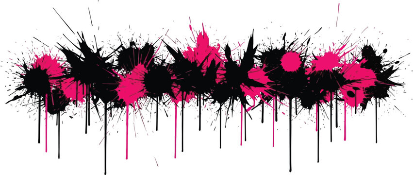 Abstract expressionism a dynamic pink and black splatter composition