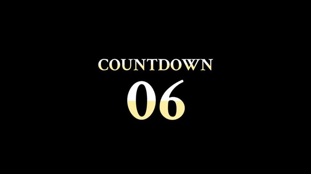 A sleek countdown timer graphic showing the number ten in bold golden font with the word Countdown displayed above it on a black background