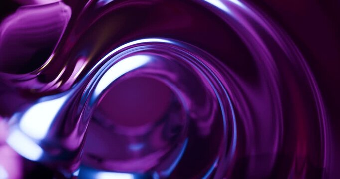Abstract glossy purple liquid swirl 3d background looping animation