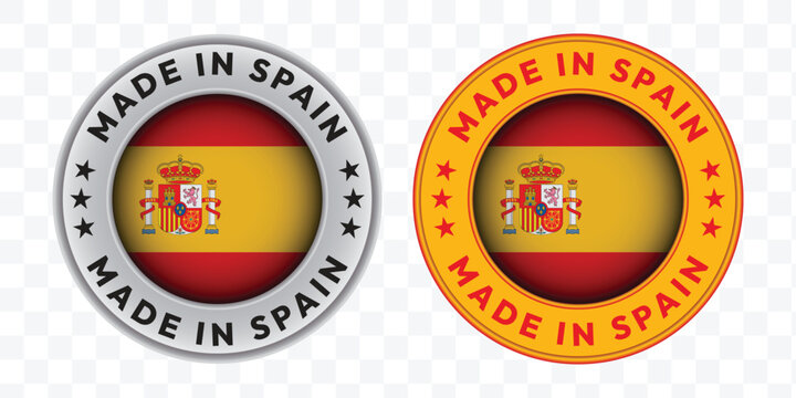 Spanish Flag Rosette Badge Collection - Made in Spain Decorative Stamp with Star Pattern