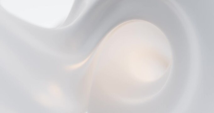 Soft abstract white 3d fluid background with circular shape looping animation