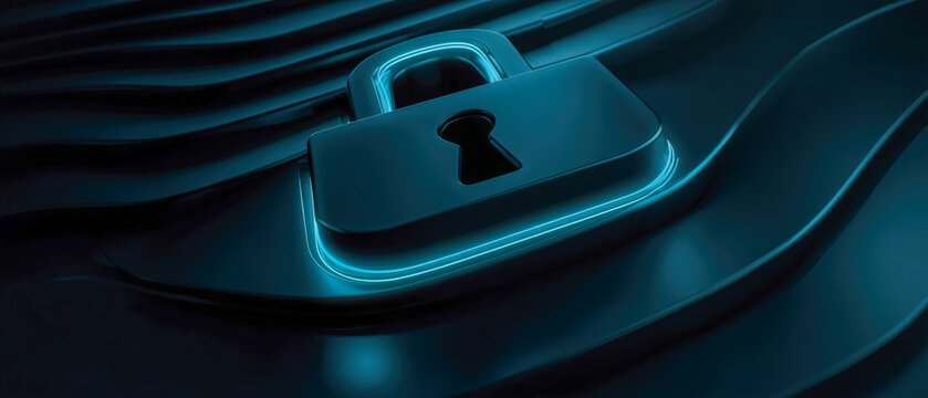 Dark Teal Security Key Symbol on Abstract Digital Surface