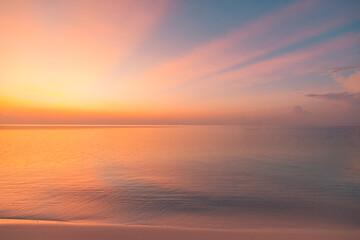 Obraz premium Dream ocean view magical sunset sky water amazing coastal landscape serene evening atmosphere tranquil nature background orange glowing horizon summer travel wallpaper scenic sea vista beauty