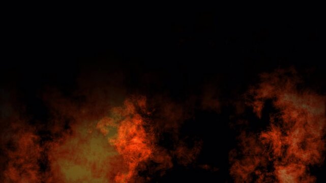 Intense Dark Fire Smoke Background with Orange Flames Burning Ash Clouds and Cinematic Disaster Trailer Overlay