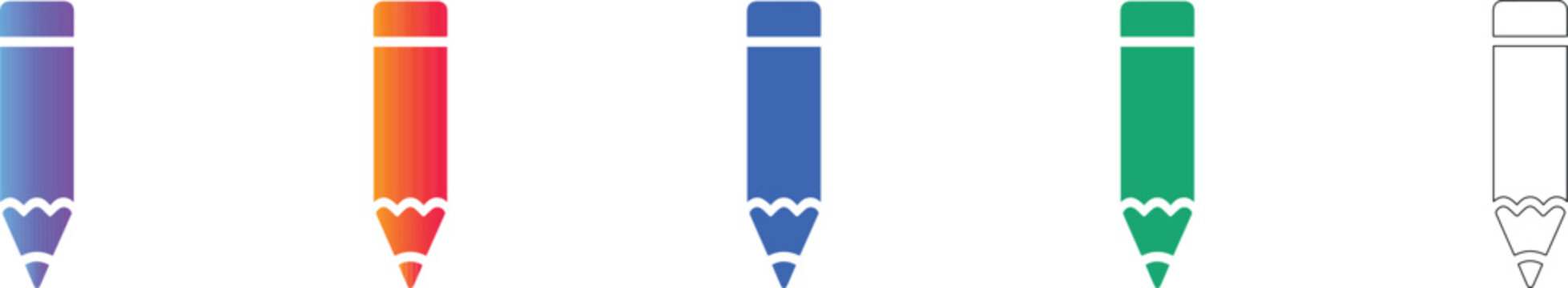 Pencil Writing Icon Set