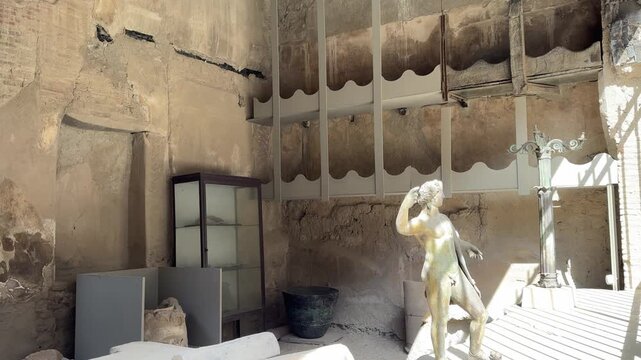 Carbonized Wooden Shelves and Balustrade inside a Herculaneum Villa