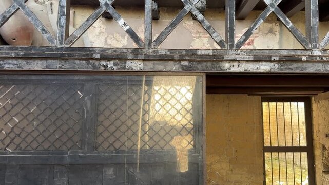 Carbonized Wooden Shelves and Balustrade inside a Herculaneum Villa