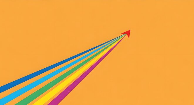 focused execution concept, multiple lines with arrow, symbol of unification, strategic focus and decisive execution