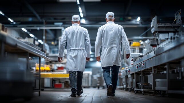 Two Professionals Walking Through Commercial Kitchen Space with Equipment