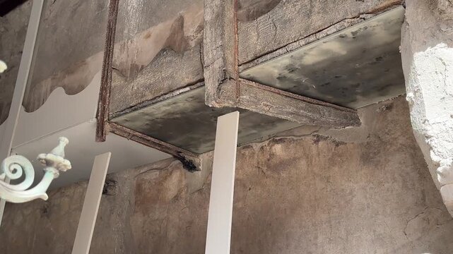 Carbonized Wooden Shelves and Balustrade inside a Herculaneum Villa
