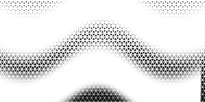 Triangular halftone background. Vector geometric technology abstract background. Halftone triangles retro pattern. Minimal 80s style dynamic tech geometric pattern.