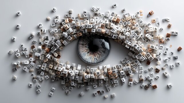 Eye Formed with Keyboard Keys Creating Artistic Human Vision Concept