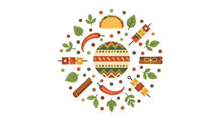 Fototapeta premium Circle of Mexican Food and Ingredients.