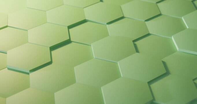 Abstract green hexagon honeycomb 3d background looping animation