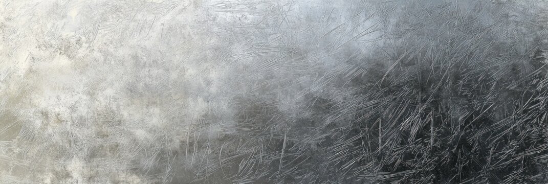 Scratched gray metal texture with frosted mottled surface, sharp etched lines, cloudy stains, and dark industrial background detail view
