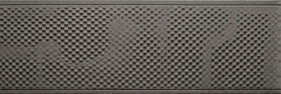 Dark charcoal material texture with embossed dotted checker pattern, pebbled grain, horizontal border seams, and industrial surface background